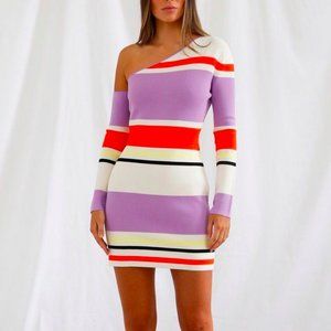 One shoulder long sleeve dress